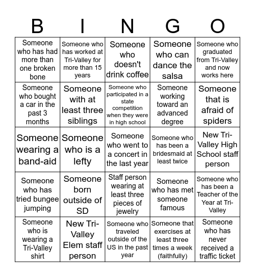 People Bingo Card