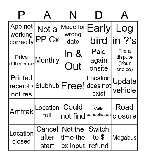 Panda Panda Panda !!  Bingo Card