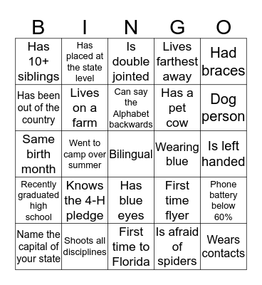 Icebreaker Bingo Card