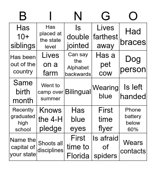 Icebreaker Bingo Card