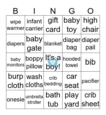 Michelle's Baby Shower BINGO Card