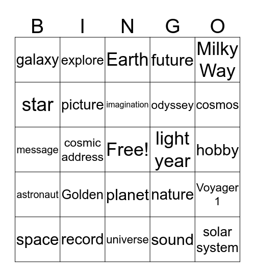 Space Camp-6th Bingo Card