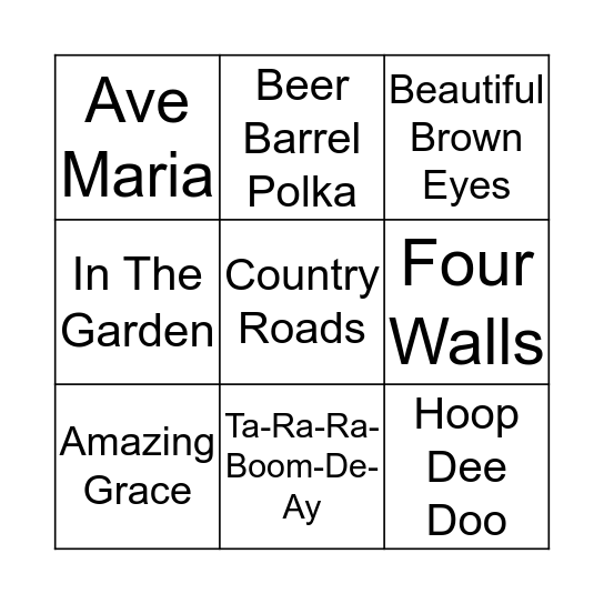 MUSICAL BINGO Card