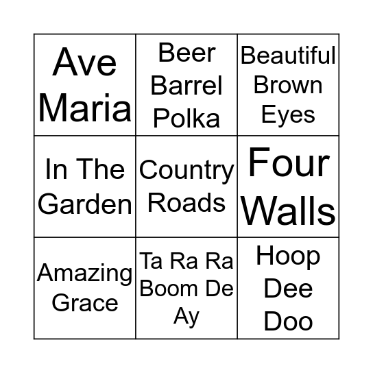 MUSICAL BINGO Card