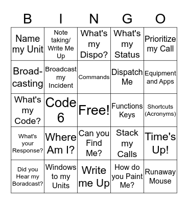 ROLL CALL BINGO Card