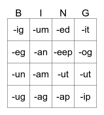 Spotlight on Phonics Bingo Card