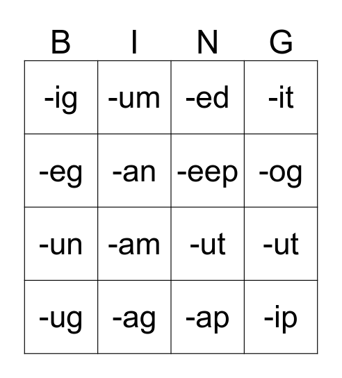 Spotlight on Phonics Bingo Card