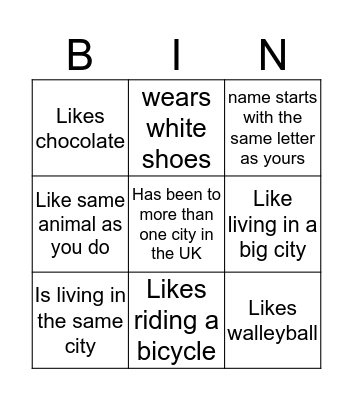 TRIP BINGO Card