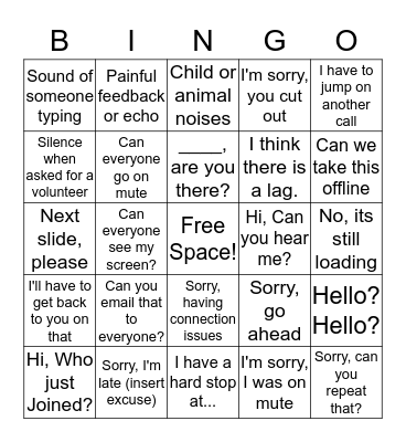 Conference Call BINGO Card