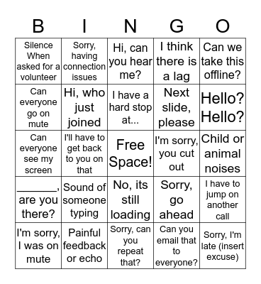 Conference Call BINGO Card