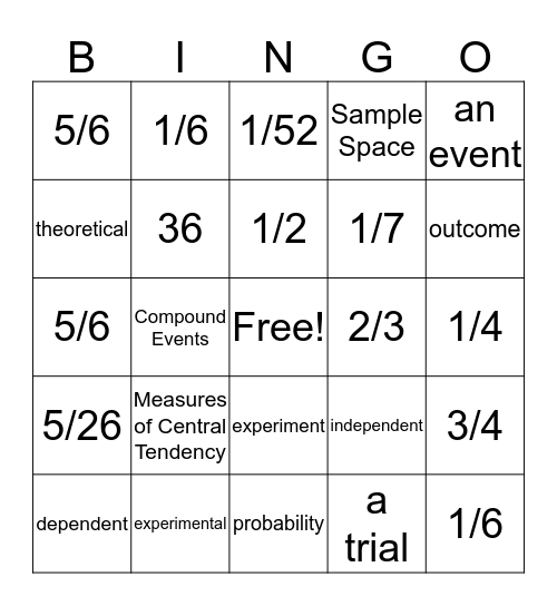 Probability  Bingo Card