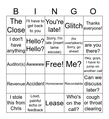 Legal Time Bingo Card