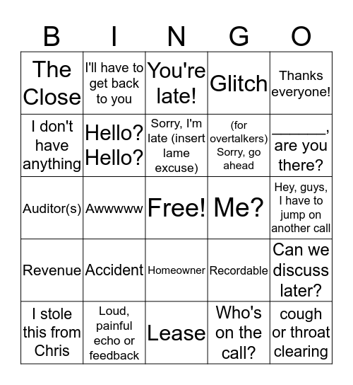 Legal Time Bingo Card