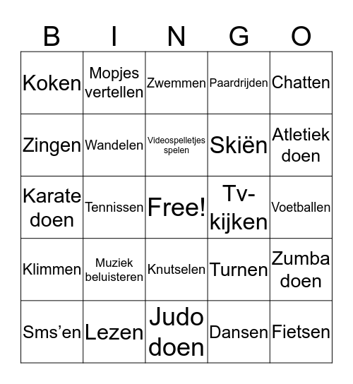 Hobby's Bingo Card