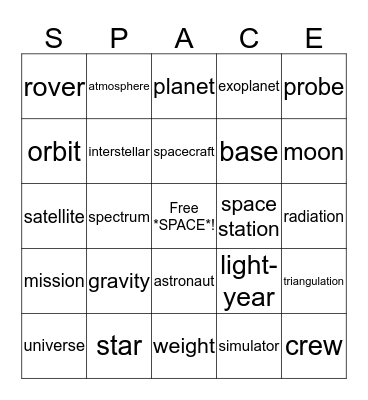 SPACE BINGO! Bingo Card