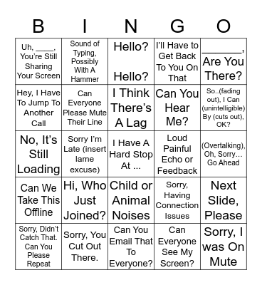 Conference Call Bingo Card