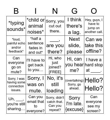 Conference Call Bingo Card