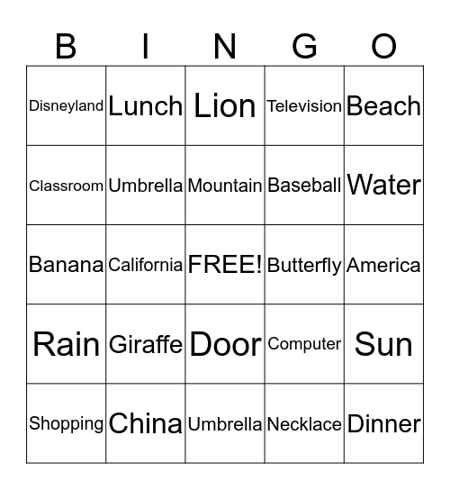 BINGO Card