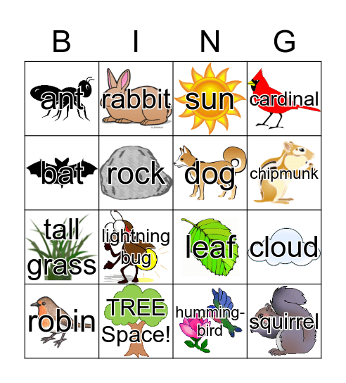 Backyard Bingo Card