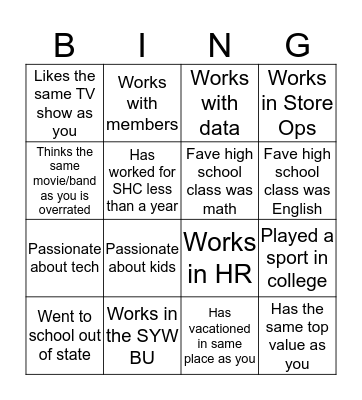 WiLD Networking BINGO Card