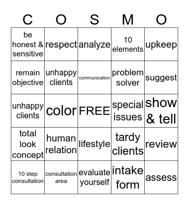Communication for Success Bingo Card