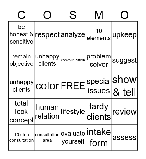 Communication for Success Bingo Card