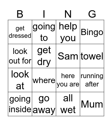 Look Out for Bingo Card