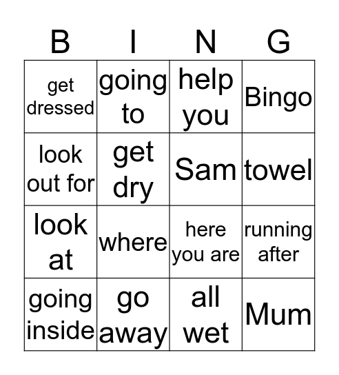 Look Out for Bingo Card