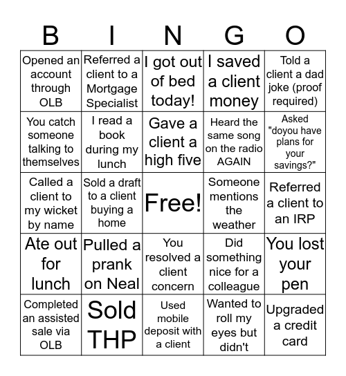 When the managers are away, the staff will play! Bingo Card