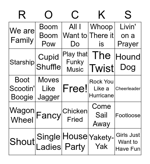 Music Bingo Card