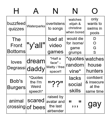 hAn bOngO Bingo Card