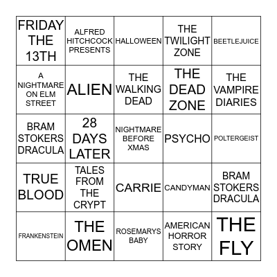 087 HORROR MOVIES Bingo Card
