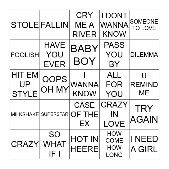 090 RNB CLASSICS Bingo Card