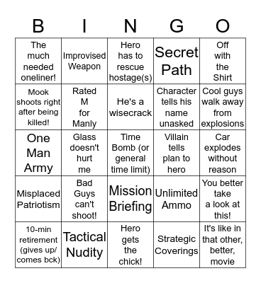 Action Trope Bingo Card