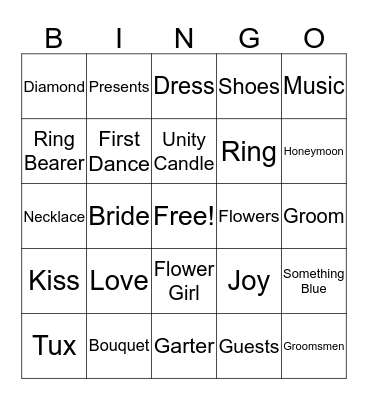 Bridal Shower Bingo Card