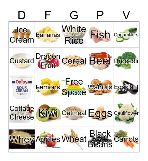 Food Bingo Card