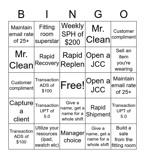 Top Four and more! Bingo Card