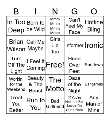 Mental Floss Music Bingo: Oh Canada! Bingo Card
