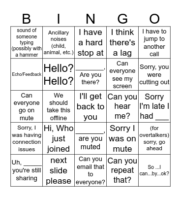 Conference Call Bingo Card