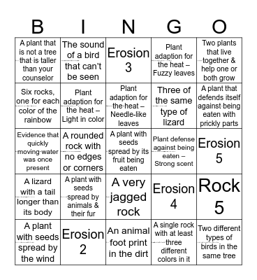 Tom Sawyer Camps ECO BINGO! Bingo Card
