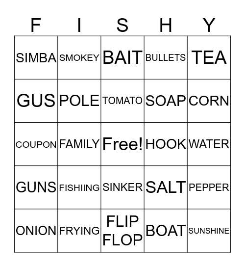 FISH FRY BINGO Card