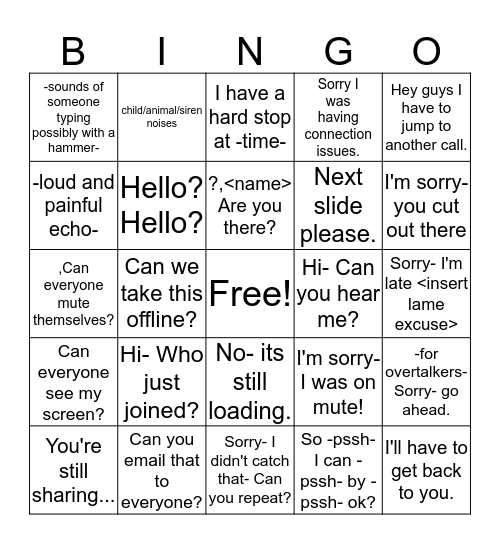 Conference Call Bingo! Bingo Card