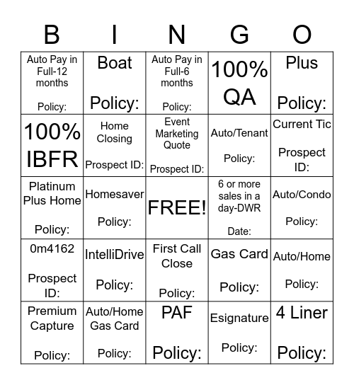 Untitled Bingo Card