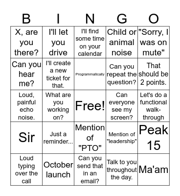 Expeditions Bingo Card