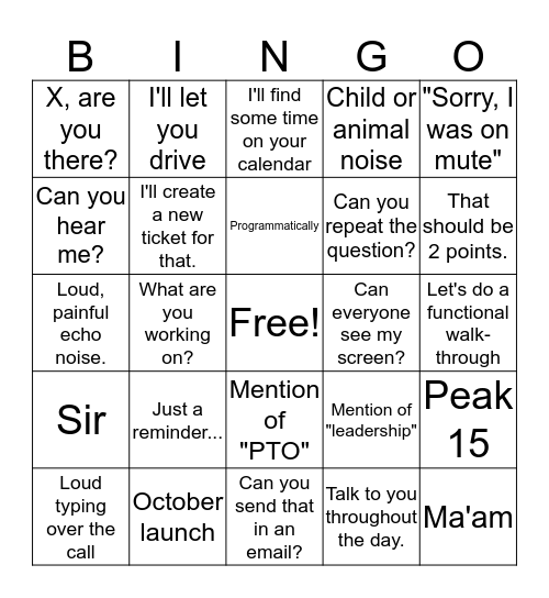 Expeditions Bingo Card