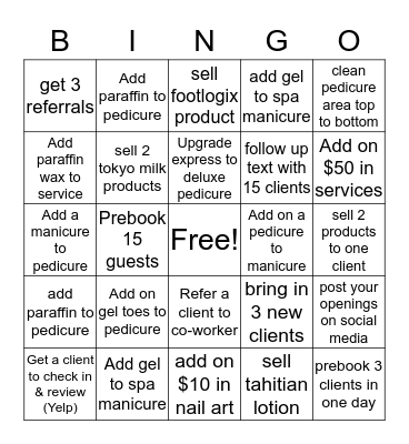 Beauty Bar Bingo Card