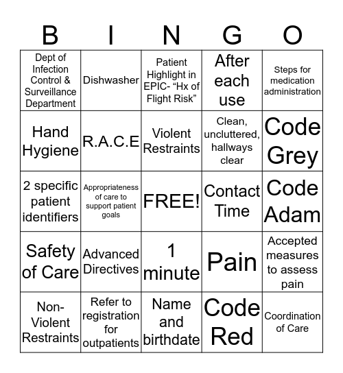 JC Readiness Bingo Bonanza Bingo Card