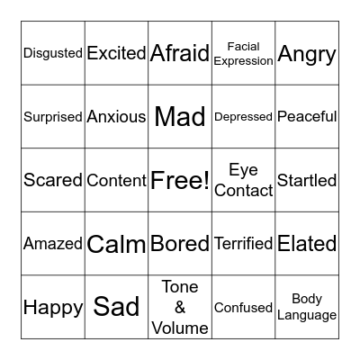 Feelings Bingo Card