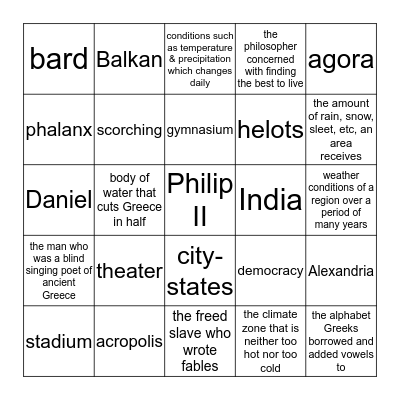 5th grade history Chapter 10 review Bingo Card