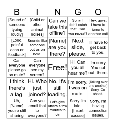 Conference Call Bingo Card